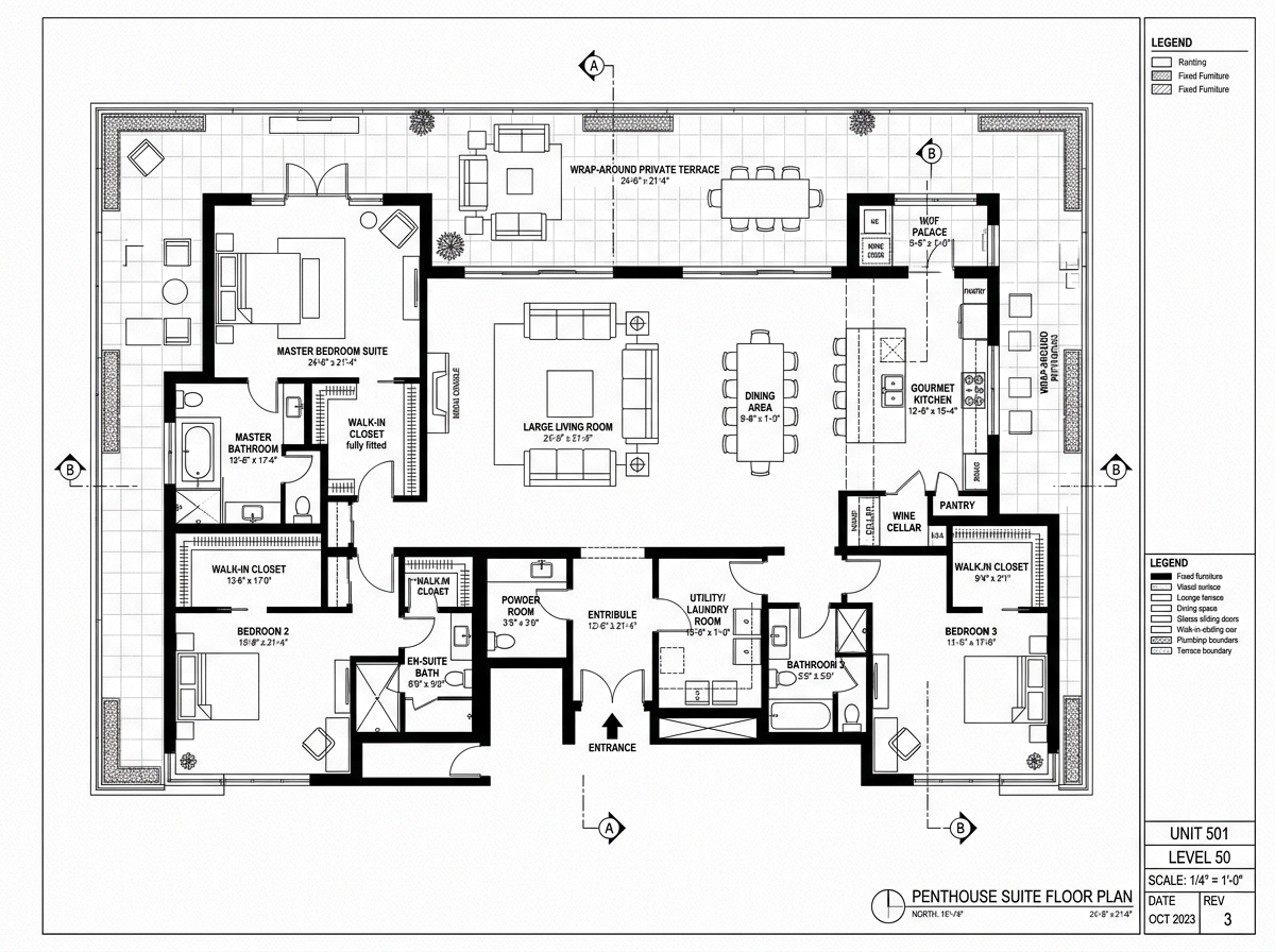 Plano Arquitectónico Penthouse Sky 145 m²